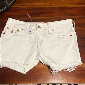 True Religion White Jean Shorts